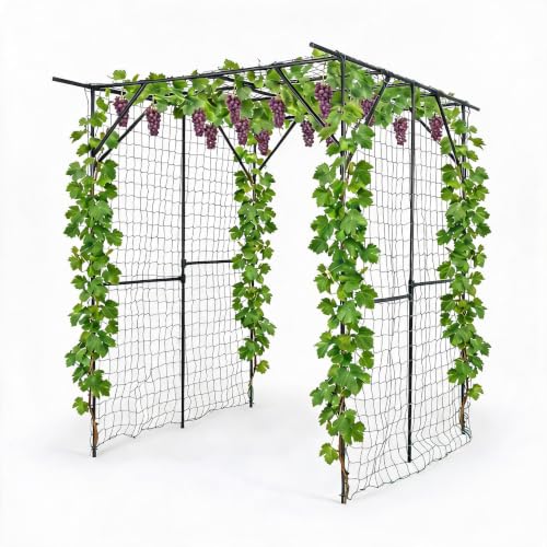 Garvee Metal Garden Arch Trellis for Climbing Plants Outdoor - color: Black-79"L*59"W*78"H