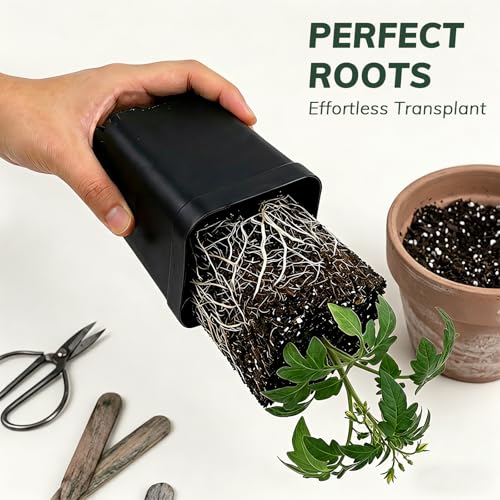 Nursery Pots for Plants, 4 inch Plant Pots, 60 Pack, Black