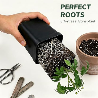 Nursery Pots for Plants, 4 inch Plant Pots, 60 Pack, Black