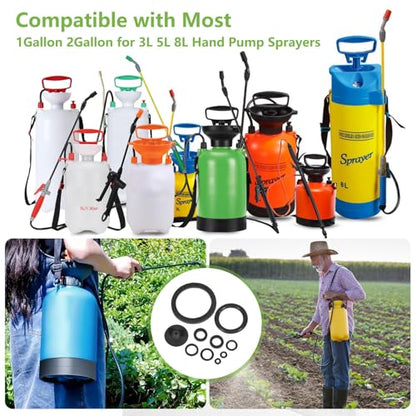 10Pcs Sprayer Seal Rings Kit - NBR Rubber O-Rings & Gaskets Replacement for Most 1 Gallon (3L), 1.3 Gallon (5L), 2 Gallon (8L) Garden Pressurized Hand Sprayers - Durable Pump Repair Parts - color: black -1 pack