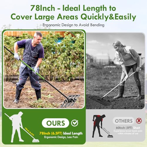 Seeutek Lawn Leveling Rake, 45" x 10" Heavy Duty Ground Leveler - size: 45"*10"
