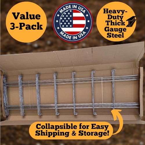 Happy Trees Large Heavy Duty Folding Tomato Cages, 3-Pack, Made in USA - color: Silver