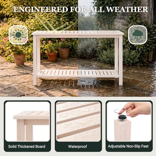48" Narrow Outdoor Console Table - color: Whitewash