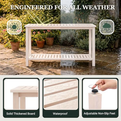 48" Narrow Outdoor Console Table - color: Whitewash