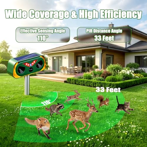 2026 Upgraded Ultrasonic Solar Animal Repellent Outdoor-4 Pack