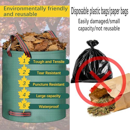 3 Pack 80 Gallon lawn leaf bags leaf bags yard waste bags,Gardening gloves included,Cleaning fallen leaves, weeds, outdoor and camping supplies; or use for moving