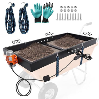 Soil Sifter with 110V 30W Vibration Motor, Metal Rock Sifter for Gardening