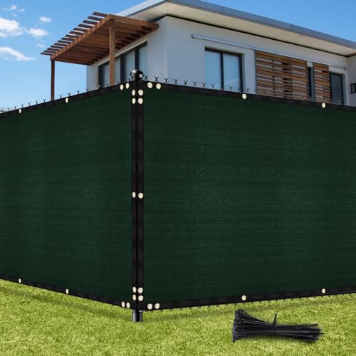 UIRWAY Fence Privacy Screen 4ft x 50ft Green, Heavy Duty 170GSM 90% Visibility Blockage, UV Resistant Outdoor HDPE Fence Covering Windscreen for Chain Link Fence Backyard Garden Patio with Cable Ties - color: Green
