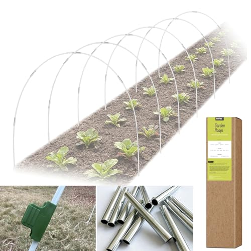 36 PCS Garden Hoops for Raised Beds, RIFNY Greenhouse Hoops Kit Long Grow Tunnel for Row Cover, Rust-Free Fiberglass Garden Support Poles for Insect Mesh Netting Freeze Plant Cover Frame - style: 36Pcs-White-0.24" Dia