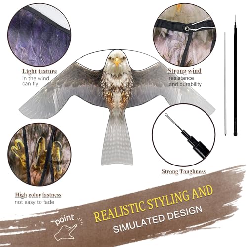 Bird Scarer Kite with 13ft Pole Bird Hawk Flying Kite-Style B - color: style B with 4m pole