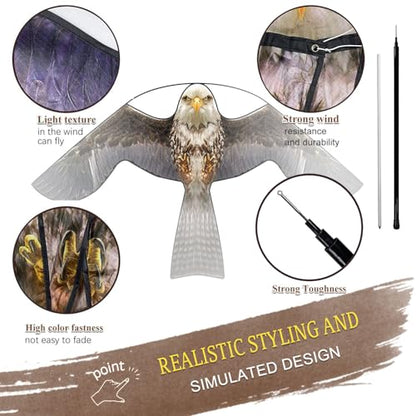 Bird Scarer Kite with 13ft Pole Bird Hawk Flying Kite-Style B - color: style B with 4m pole