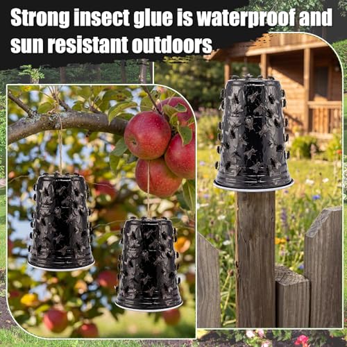 Sticky Coating Insect Trap, 8 Oz with Brush,Biting Fly Trap Kit - color: Black Cup