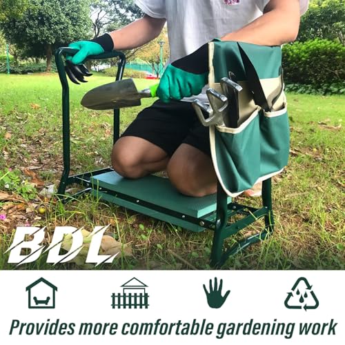 BDL Garden Kneeler Seat with Upgraded Thicken Kneeling Pad and 1 Large Tool Pouch, Foldable Stool 330lb Capacity-Protects Your Knees, Clothes from Dirt & Grass Stains - size: King Kneeler