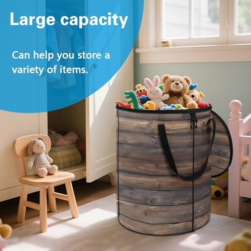 BIGCARJOB Collapsible Trash Can Wood Grain Camper Trash Can with Lid, 22.83x17.71, Water Proof Bag Outdoor Garbage Bin Storage Accessories, 23 Gallons - color: Brown Wood Grain