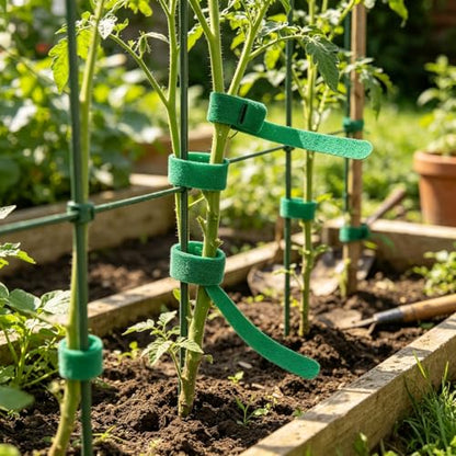 Green Reusable Plant Hook and Loop Tie Strap,Adjustable Flexible Garden Tree Support Band,0.4×5.9 Inch Weatherproof Plant Securing Tape for Vine Tomato Flower Climbing Fixing