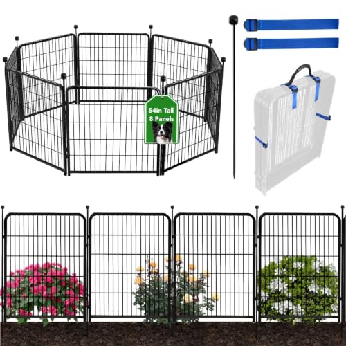 ADAVIN 54in Tall Garden Fence No Gate, 8 Panels 17.7 Ft Dog Fence Outdoor - size: 54in(H)×18ft(L) 8P no gate