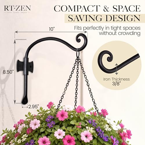 RTZEN Plant Hangers Outdoor or Indoor Heavy Duty Wall Bracket Hooks - size: 10 Inch, style: Axe Hooks