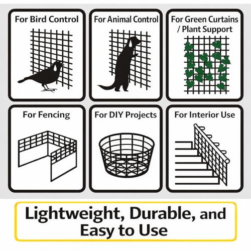 Heavy-Duty Plastic Mesh Netting, Green, 35.4 x 197 in (90cm x 5m), 25mm Grid, Recycled Plastic, Cut-to-Size, Multi-Purpose for Gardening & Fencing - size: 0.98 in (25mm)