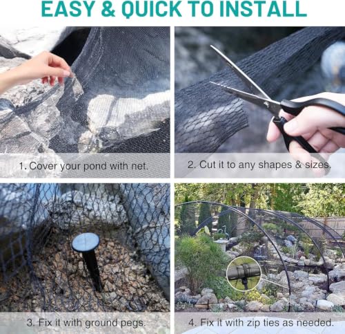 10x10FT Pond Netting for Koi Ponds,3/8" Mesh Leaf & Predator Protection Net - size: 10 × 10 ft