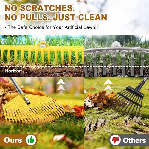 Leaf Rake - 16.5" Wide Nylon Plastic Head,65" Adjustable Handle,Heavy Duty for Leaves,Grass,Pine Needle,Mulch, Small Debris,Lawn-Friendly Tines,Lightweight for Women,Seniors & Kids - style: 65"