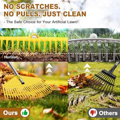 Leaf Rake - 16.5" Wide Nylon Plastic Head,65" Adjustable Handle,Heavy Duty for Leaves,Grass,Pine Needle,Mulch, Small Debris,Lawn-Friendly Tines,Lightweight for Women,Seniors & Kids - style: 65"