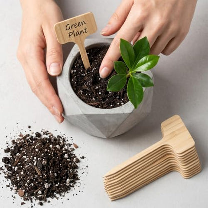 20 Pcs Plant Labels 7" Bamboo Long T-Type Garden Markers