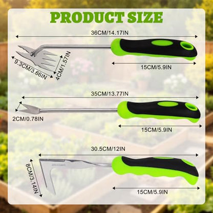 Weed Puller Tool Set, 3-Piece Stainless Steel Garden Weeder Tool Kit, Manual Crack Weeder Crevice Weeding Tool, Hand Weeder Tool for Dandelion, Uprooting Weeding Tools for Garden (Green (3 pcs)) - color: Green (3 pcs)