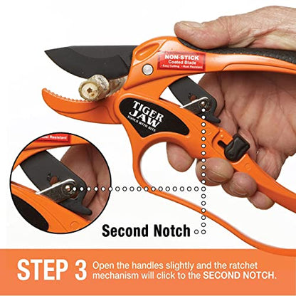 P3 Ratcheting Hybrid Bypass MEDIUM TO LARGE HANDS Anvil Blade Design Heavy Duty Metal Hand Pruner With Knuckle Guard Cuts Green Or Dead Wood Up To 1 Inch