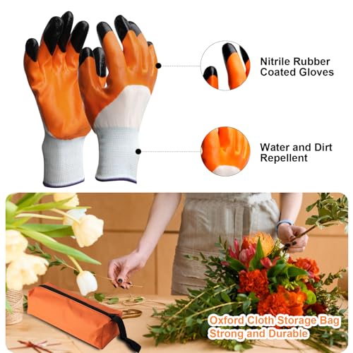 6Pcs Pruning Shears Set with Bypass Pruning Shears, Garden Scissors, Pruning Snips,Saw,Gloves,Storage Bag,Handheld Garden Shears Set for Plant