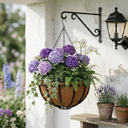 12 Inch Metal Hanging Basket with Coco Coir Liner for Flowers Planting - size: Twisted Bar 12" & 2 Pcs