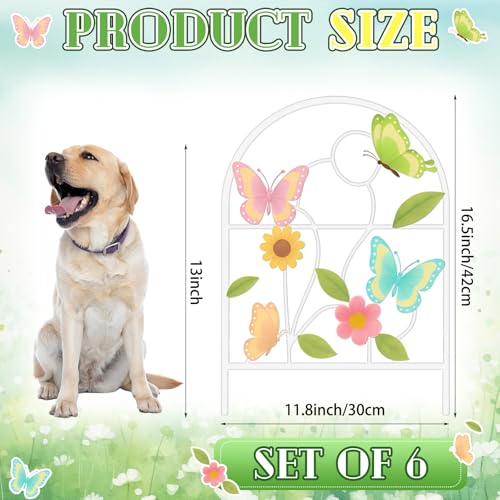 Yaocom 6 Pack Pastel Butterfly Garden Fence 16.5" H x 11.8" W Metal Stake - style: Pastel Butterfly