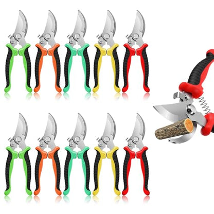10 Pcs Garden Shears Pruning Garden Clippers Bulk Bypass Pruner Heavy Duty for Gardening Hedge Plant Cutting Flower Scissors for Rose, Tree Trimming & weak Hand, Heavy Duty Pruning Scissor