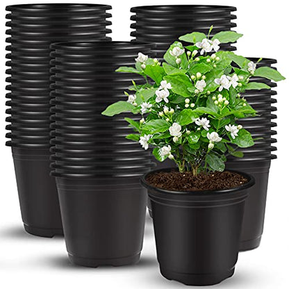 Augshy 150 Pcs 4" Black Plastic Plants Nursery Pot,Seed Starting Pots - size: 4 Inches