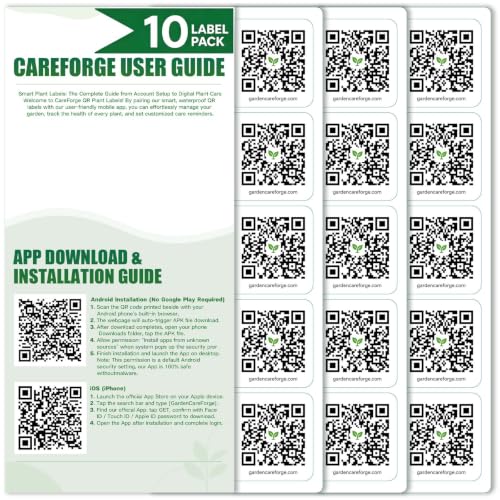 10 Pcs QR Plant Labels, Waterproof Crystal Smart Tags