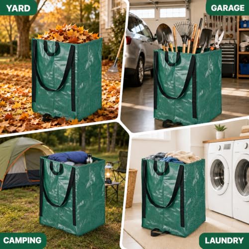 2Pack 48-Gallon Reusable Yard Waste Bags,Leaf Collector Bags with Handles