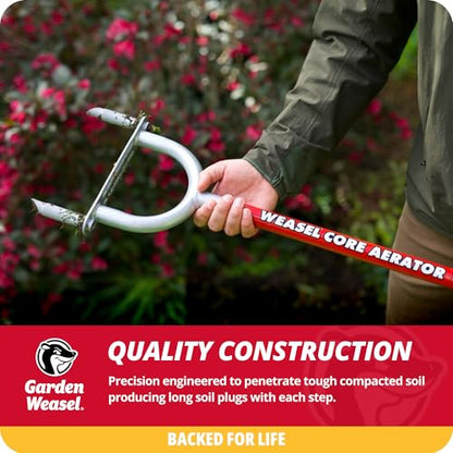 Garden Weasel Core Aerator Tool Long Handle for Lawn Grass Dethatching