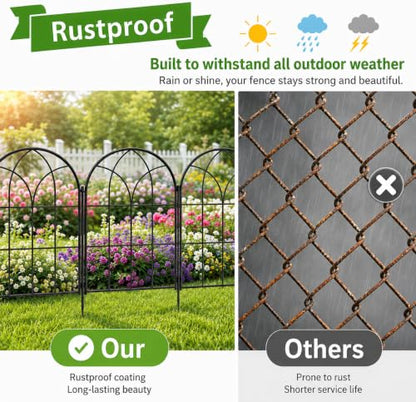 Decorative Garden Fence,10.5 ftx 15.66"H Rustproof No Dig Flower Bed Border - size: 10 Arched Panels-10.5 ftx 15.66"H