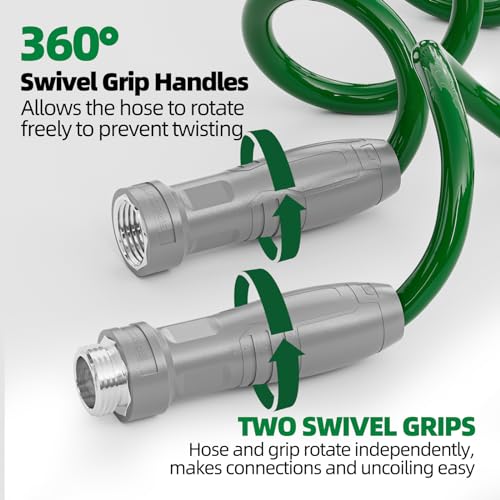 SPECILITE 3/8" Lightweight Coil Garden Hose 75 FT, EVA Flexible Water Hose - color: Green, size: 75FT