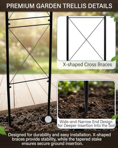 Metal Garden Arbors 8Ft Thickened Arch Trellis for Climbing Plants - color: Arch X Brace