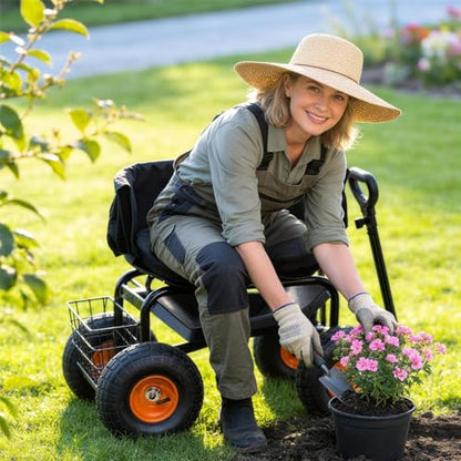 Garden Cart Rolling Workseat with Wheels Gardening Stool