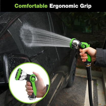 Besiter Garden Hose Nozzle, Hose Sprayer Nozzle with 10 Spray Patterns, Thumb Control On Off Valve, High Pressure Metal Water Hose Nozzle for Car Wash, Plants, Pets & Outdoor Cleaning, Green - color: Green