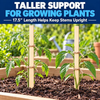 25 Pack Wooden Garden Stakes, 17.5" Long x 3/4" Wide, Made in USA Pine Plant Markers, Chisel Point Yard Stakes for Gardening, Landscaping, Row Labels, Signs & Crafts - size: 17.5" Long (25 Pack)