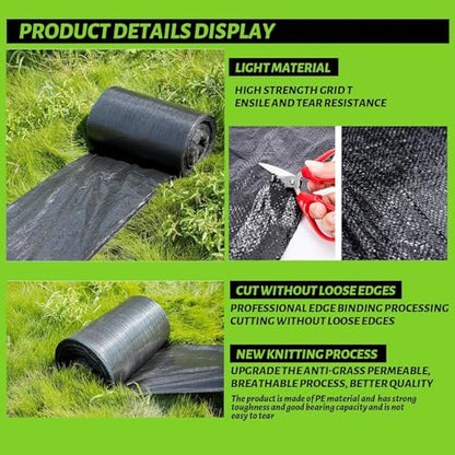3x50FT Weed Barrier Landscape Fabric Heavy Duty, 3.2oz Durable Geotextile Fabric, Block Gardening Ground Cover Weed Mat, Weed Control Garden Cloth for Landscaping, French Drains, Yard Driveway - size: 3*50