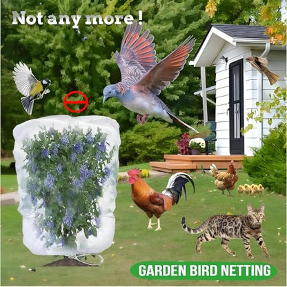 Large Fruit Tree Netting 2 Pack 10x10 FT with Drawstring and Zipper - Easy Install Plant Protection Cover, Reusable Garden Mesh Bag for Blueberry Bushes - Blocks Birds/Insects/Squirrels - size: 10x10 FT