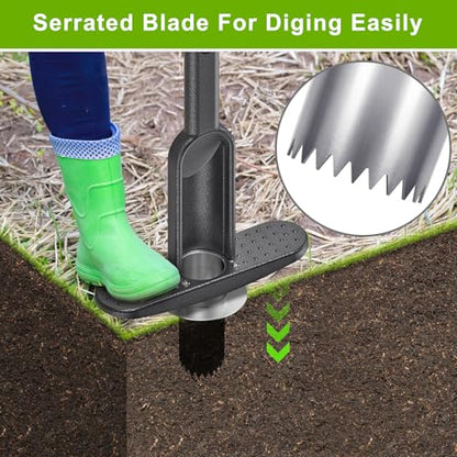 Dolibest Bulb Planter Tool w/Soft Grip, Grass Plugger Tool w/Stainless Steel Sharp Serrations, Depth Adjust Pre-Assembled Sod Plugger w/Centre Auto Dump Design for Lawn Planting Bulbs and Grass Repair - color: Black B- 3-6'' depth adjustable