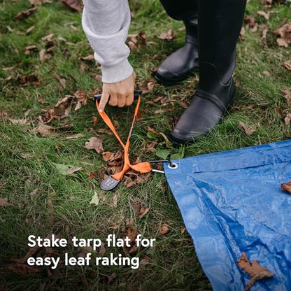 EZ Tarp Tugger - All In One Comfort Grip, Carabineer & Stake – Quick Attach Carabineer Hooks To All Standard Tarps – Stakes Securely In Ground In Windy Conditions - Set of 2 - size: 12 inches x 6 inches