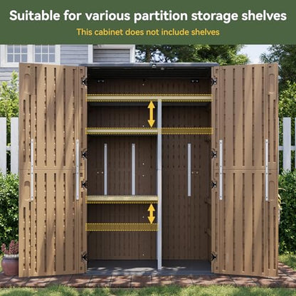 Aoxun Outdoor Storage Shed with Floor, 64 Cu.Ft Outdoor Storage Cabinet - size: 64 Cu.Ft w/No Shelves