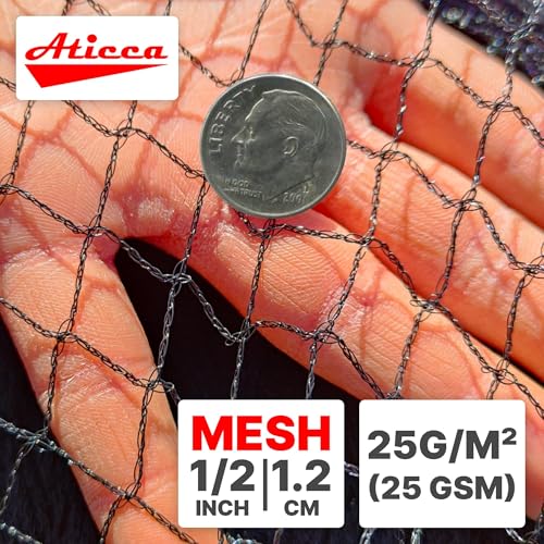 ATICCA 15 x 15 FT Heavy Duty Bird Netting for Garden, 10 Stakes, Black - size: 15x15 Bird Netting