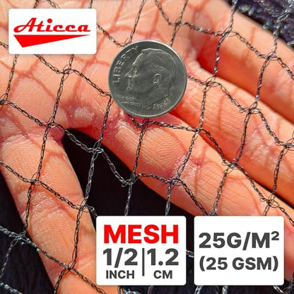 ATICCA 15 x 15 FT Heavy Duty Bird Netting for Garden, 10 Stakes, Black - size: 15x15 Bird Netting