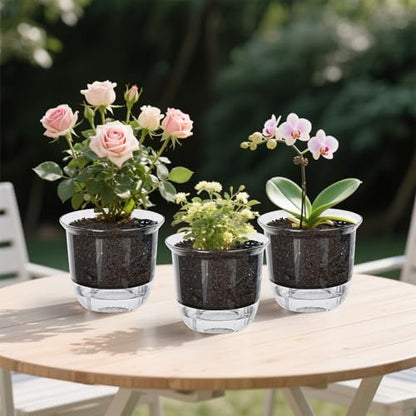 Plant Pots 6 inch Set of 3, Self Watering Pots for Indoor Outdoor Plants - color: 3pcs Large